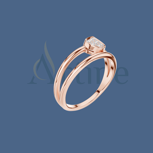 Joyas urbanas Anillo de oro de 14K con centro redondo de Aguamarina - Product Image 1