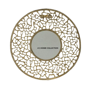 Aluminum Metal <b>Round</b> Shape Latest Look Design <b>Gold</b> Plated Wall <b>Mirror</b> Modern Look Wall Mounted - Product Image 1