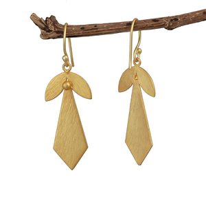 Handmade Gold Plated Matte Brass <b>Earrings</b> Classic Geometric Hoop Design with <b>Hook</b> for Parties by HF Crafts - Product Image 1