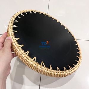 ถาดรองจานประดับมุกทำมือสไตล์เวียดนามพร้อมขอบหวายธรรมชาติสำหรับตกแต่งภายใน - Product Image 3