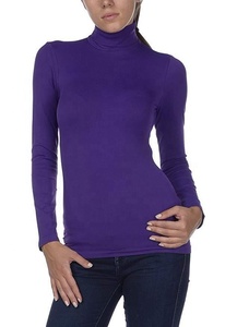 Camiseta de manga larga de cuello alto para mujer 100% algodón 160gsm OEM Bangladesh - Product Image 3