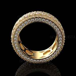 Anillo de banda de eternidad de moissanita VVS de Plata de Ley 925 sólida/chapada en oro de 14 quilates de alta calidad para hombres y mujeres, joyería ostentosa de Hip Hop - Product Image 3