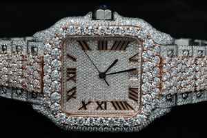 Meilleure qualité automatique Roamn chiffres VVS Moissanite diamant montre Rose or glacé luxe Antique Hip Hop carré pour nouveauté - Product Image 2