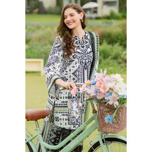 เสื้อพิมพ์ลาย JAZMIN-3PC Khaddar พร้อมผ้าคลุมไหล่และกางเกงขายาว แขนสามส่วน-BIC-2626 - Product Image 2