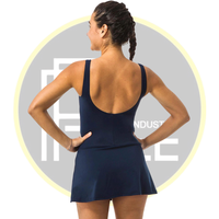 Robe de pickleball sans manches pour femme, longueur genou, dos en U, bretelles larges, jupe intégrée, respirante, séchage rapide, motif