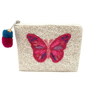 Bolsa de monedas con cuentas de estilo bohemio, billeteras multitarjeta de mariposa hechas a mano Vintage, cuentas de semillas turquesa, bolsas de monedas con cremallera de la India - Product Image 1