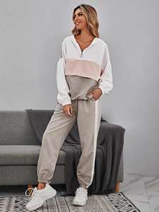 Conjunto Deportivo de Dos Piezas para Mujer, Corte Regular, Invernal, Estampado, Transpirable, Ligero, Chaqueta con Cremallera y Pantalones para Correr - Product Image 3