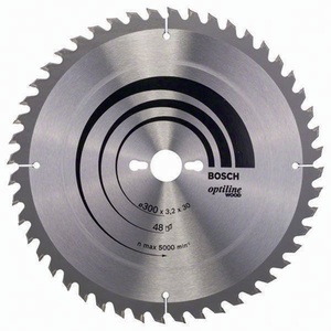Lame de scie circulaire Optiline 48 dents, diamètre extérieur 300 mm, alésage 30 mm, tranchant de coupe 3,2 mm, à plaquettes carbure, pour la découpe du bois Bosch - Product Image 1
