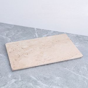 Plateau en marbre blanc avec bords festonnés Plateau de service rectangulaire pour la décoration de la cuisine Table à manger et élégant plateau de service à thé - Product Image 2