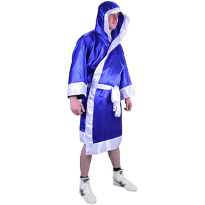 Bleu-Couleur Nouvelle Arrivée 2024 Robes De Boxe Vêtements De Sport Entraînement De Boxe-Robes De Combat Avec Capuche-Ceintures Blanches - Product Image 5