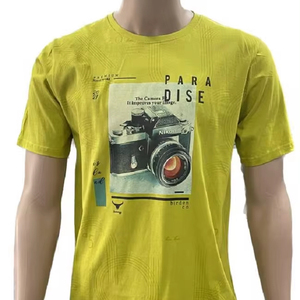 100% coton T-shirt décontracté pour hommes imprimé personnalisé unisexe à manches courtes tissu tricoté respirant avec impression de logo en soie - Product Image 1