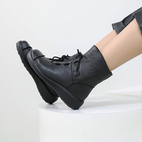 [JSHOE] Sepatu Bot Pendek Wanita Kulit Sapi Asli Malif 4.5cm Sepatu Bot Hangat Berlapis Bulu Sol Anti-Selip Sepatu Musim Dingin