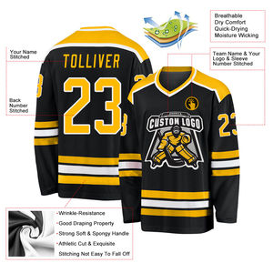 Maillot de hockey sur glace d'équipe imprimé par sublimation, respirant, personnalisable, séchage rapide, écologique, service OEM - Product Image 6