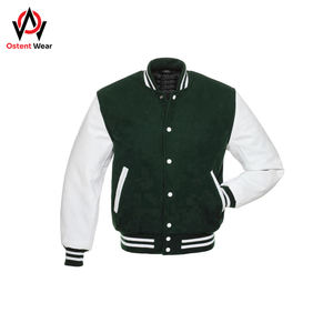 Chaqueta bomber de cuero de lana de invierno Reversible de alta calidad para hombre, soporte fino, logotipo personalizado, lana bordada de chenilla - Product Image 4