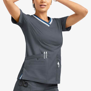 Camisetas Médicas Personalizadas con Cuello en V para Mujer, Transpirables, Ajustadas, con Logotipo Bordado, Diamantes, Multicolores - Product Image 6