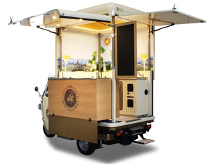 Chariot de restauration mobile à 3 roues avec cadre en acier inoxydable résistant à la rouille et remorque pour la vente de nourriture de rue pour une utilisation en extérieur - Product Image 1