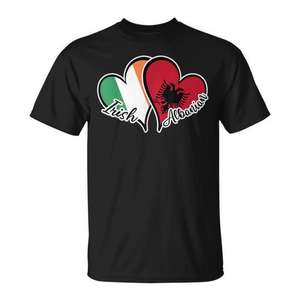 T-shirt Cœur drapeau irlandais-albanais – Design racines irlandaises et albanaises - Product Image 1