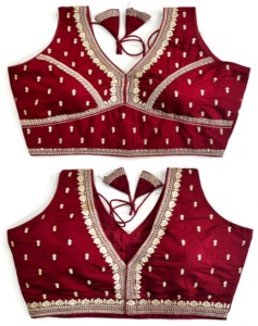 Blusa formal moderna para el verano hecha a mano con trabajo de hilo Zari y hermoso patrón abierto frontal de nudo listo - Product Image 1