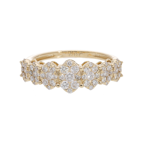 Anillo de Diamantes con Diseño Floral, Corte Brillante Natural, Chapado en Rodio sobre Oro de 14K, Estilo Vintage para Mujer, Elegante para Aniversario - Product Image 1