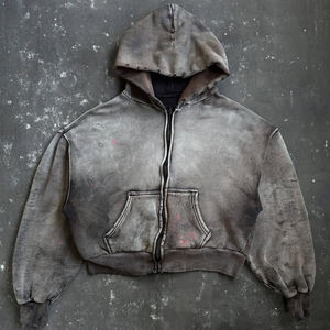 Sudadera con Capucha Personalizada de Estilo Vintage para Hombre, Lavada al Ácido, con Cierre y Peso Pesado - Product Image 1