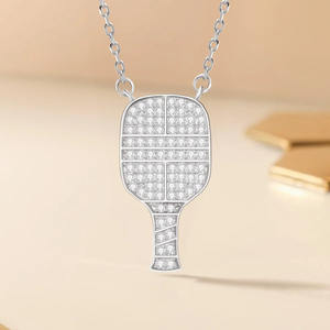 Collar de cadena con colgante de raqueta de tenis de tendencia, colgante de estilo Hip-Hop con cadena, estilo de lujo asequible con cultivo de laboratorio-DS0653 - Product Image 3