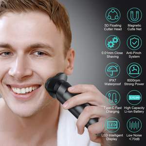 Rasoir Électrique Rotatif Sans Fil pour Homme, Utilisation Humide et Sèche, Rechargeable, Tondeuse à Pattes IPX7 pour le Visage, Idéal Voyage, Affichage Lumineux - Product Image 1
