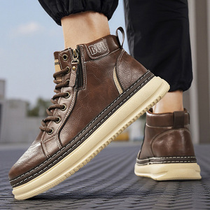 Botas de Senderismo Midi Cómodas de Cuero Genuino Antideslizantes y Resistentes al Desgaste para Hombre, para Todas las Estaciones, Trabajo, Senderismo al Aire Libre - Product Image 4