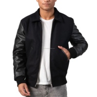Blouson universitaire unisexe à col ras du cou, fermeture éclair, manches en cuir et laine, broderie, patchwork, lettres sur le devant, uniforme d'équipe Pharaoh personnalisé