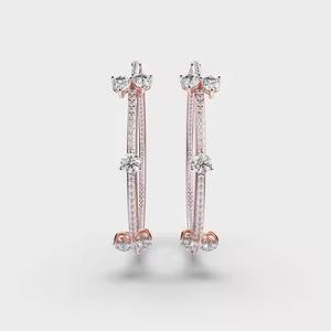 Pendiente de diamante de forma redonda para regalos de boda, joyería fina, pendiente de diamante para exportación mundial - Product Image 2