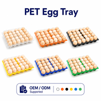 Plateau à œufs en plastique PET transparent, 30 compartiments, qualité alimentaire, avec couvercle et base séparés, compatible Moba/Sanovo universel