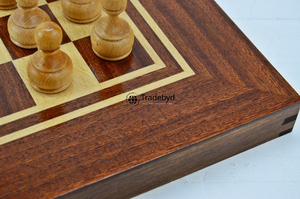 Tradebyd บอร์ดหมากรุกไม้พรีเมี่ยมทำด้วยมือชุดเกมหรูหราสำหรับการเล่นคลาสสิกและการตกแต่งบ้านที่หรูหรา - Product Image 6