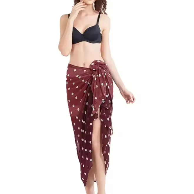 Großhandel neue Mode benutzerdefiniert rayon punkt gedruckt Dame Strand Pareo Sarong für Frau