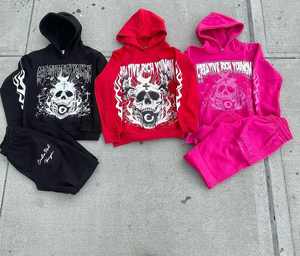 Conjunto de chándales unisex de alta calidad para otoño e invierno, chándal de 2 piezas transpirable de algodón con estampado personalizable para hombre - Product Image 1