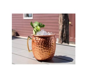 Tazas de mula de Moscú martilladas antiguas de cobre puro con mango de latón para cerveza de jengibre, hechas a mano en la India - Product Image 5