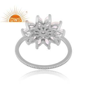 Meilleure vente en argent sterling naturel CZ et pierre de lune arc-en-ciel, design floral, bague empilable, fabricant de bijoux personnalisés - Product Image 4