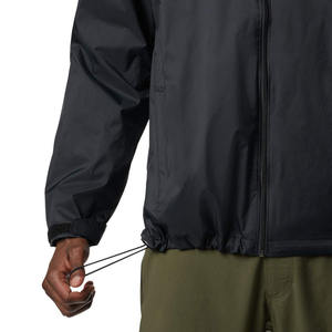 Chaqueta Acolchada Cortavientos para Hombre, Color Negro Sólido, Cierre de Cremallera, Cuello Alto, Estilo Casual para Otoño, Exterior de Poliéster - Product Image 2