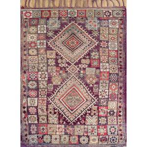 Alfombras de Lana Anudadas a Mano Nuray, Patrón Geométrico Rosa y Morado para Decoración de Sala de Estar o Auto, Tamaño 9x12 -Pae-4597 - Product Image 1