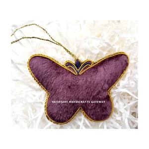 Hermoso diseño de mariposa navideña multicolor, adornos colgantes bordados a mano, decoraciones para árboles de 10 CM - Product Image 3