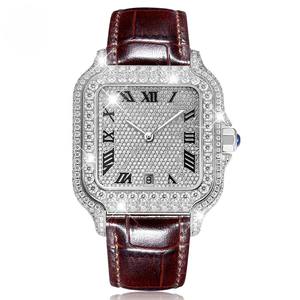 Montre Hip Hop pour Hommes la Plus Vendue, Diamant Moissanite VVS, Mouvement à Quartz 20mm, Logo Personnalisé Glacé, Bijoux de Mode Business - Product Image 1