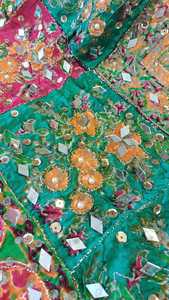 2025 <b>Women's</b> Luxury Embroidered Silk <b>Shawl</b> Heavy Mirror Work Chunari Duppata Printed Ethnic Style Wedding <b>Shawl</b> Customized Color - Product Image 3