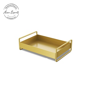 Plateau de service décoratif en métal fait à la main avec finition dorée utilisé pour la décoration de la maison et le service - Product Image 6