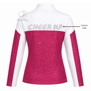 Cheerleading <b>Glitter</b> Warm up Polyester <b>Jacket</b> Custom Embroidered Color block <b>Jacket</b> For Cheer Team Dance Practice - Product Image 3
