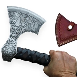 Jexmoo Tomahawk personnalisé de 19,5 pouces en acier Damas, manche en bois de rose, étui en cuir, cadeau d'extérieur, fait main, qualité industrielle, bricolage - Product Image 2