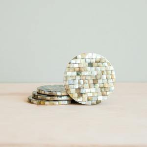 Prix de gros sous-verres en carreaux de mosaïque MOP coquilles incrustation tapis de tasse fabriqué à la main sous-verre en nacre - Product Image 4