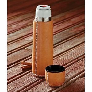 Porte-bouteille en cuir vintage et ensemble de flacon en cuivre, étui en cuir personnalisé avec logo pour porte-bouteille, enveloppe thermique en cuir pour bouteille - Product Image 6