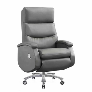 Chaise de bureau ergonomique à dossier haut en cuir PU, base chromée, accoudoirs fixes, pivotante, soutien lombaire, design contemporain - Product Image 1