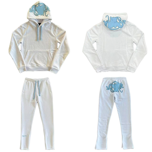 Ropa de calle personalizada, chándal Vintage lavado con ácido, ropa de calle para hombre, Sudadera con capucha y pantalones de chándal de retazos desgastados, conjunto de chándal para hombre - Product Image 6