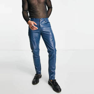 Pantalones de piel de vaca ajustados a la moda para hombre, pantalones de cuero genuino de alta calidad para hombre, pantalones de piel de vaca de piel de oveja personalizados - Product Image 3