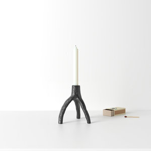 Best Quality Modern <b>Black</b> Finished Candle Stick <b>Holder</b> Top Selling Aluminum Material with Wood Glass for Contemporary Homes - Product Image 1