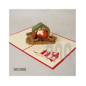 Birht of Jesus Greeting Cards Custom Printing Laser Cut Paper Thank You 3D Cards Greeting For Christmas Day